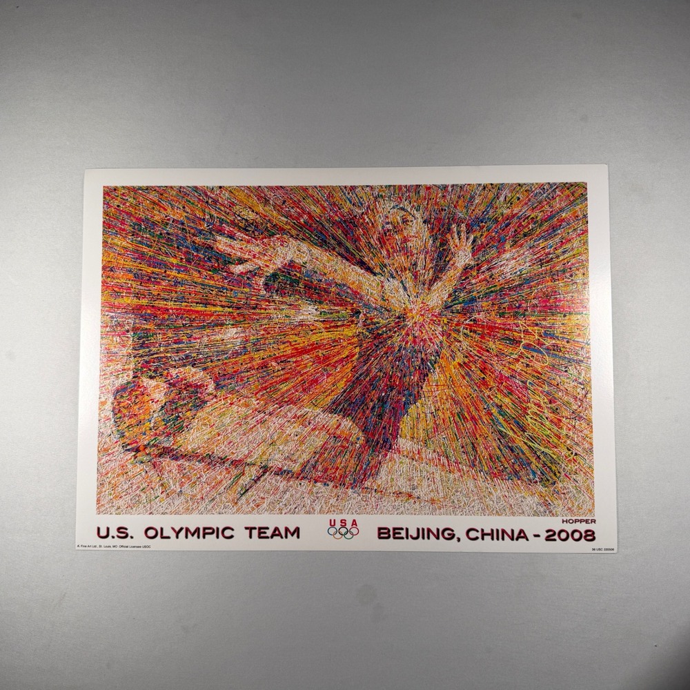 2008 Beijing USA Olympic Team Poster Hopper Abstract Art 13x18